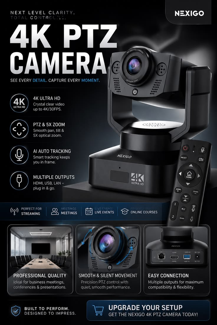NexiGo N990 4K PTZ Zoomable Webcam