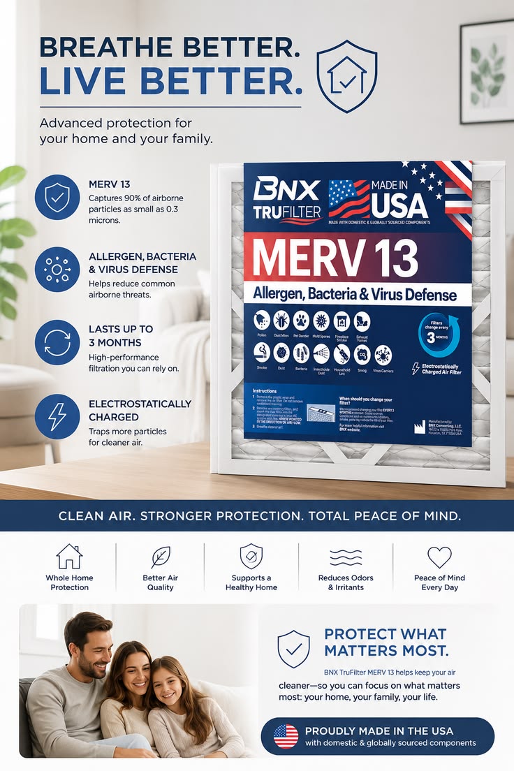 BNX TruFilter 10x10x1 Air Filter MERV 13 (6-Pack)