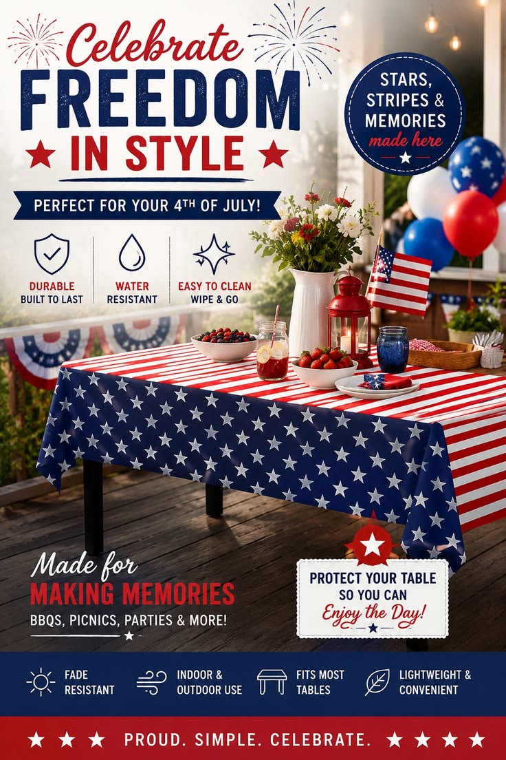 Exquisite 12-Pack American Flag Tablecloth