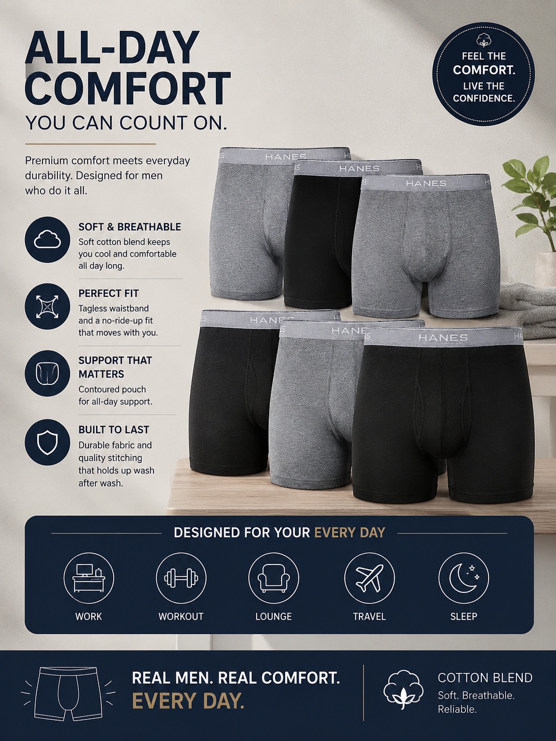 Hanes Men's Boxer Briefs Pack