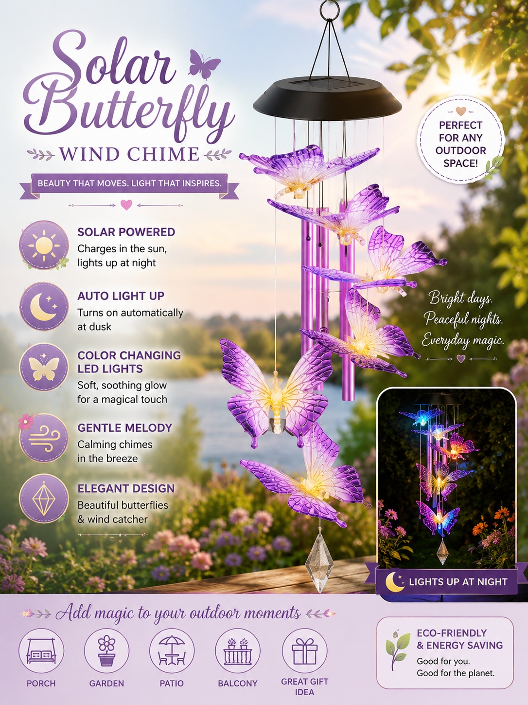 Solar Hummingbird Wind Chime