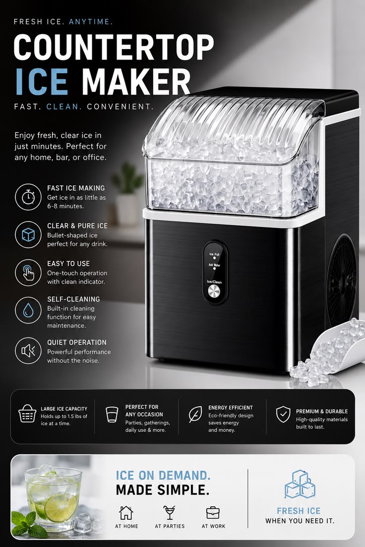 Kismile Nugget Ice Makers Countertop
