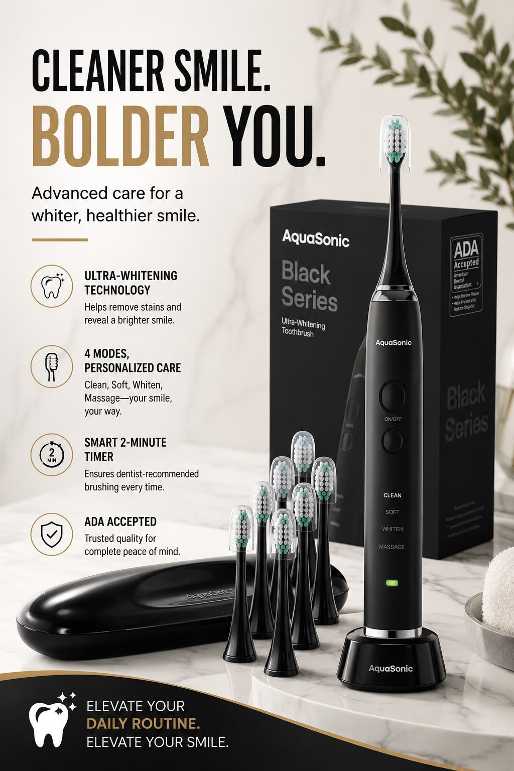 Aquasonic Black Series Ultra Whitening Toothbrush