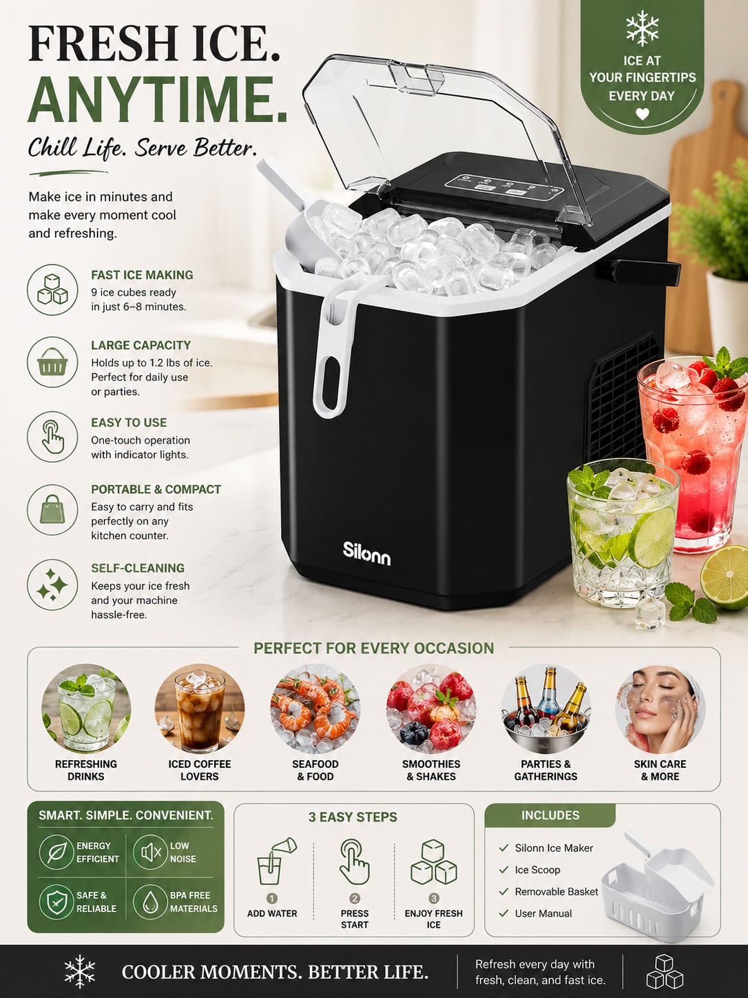 Silonn Ice Maker Countertop