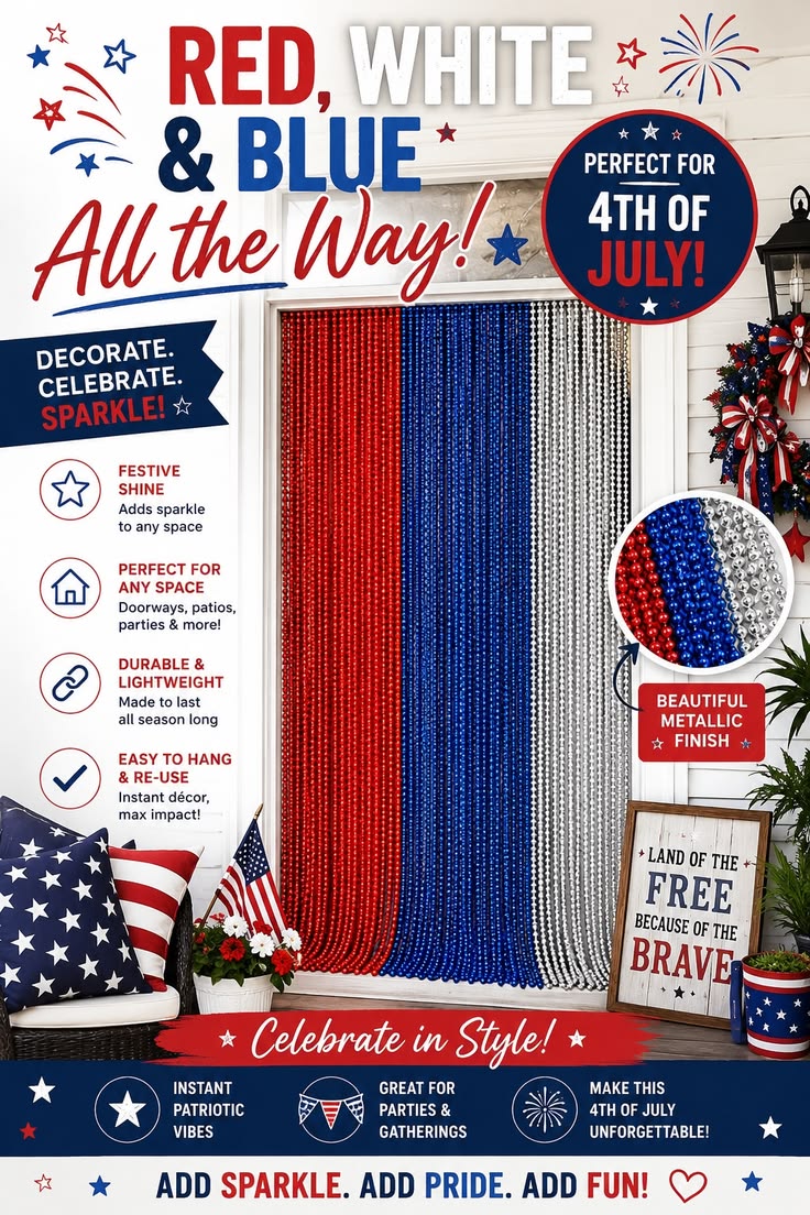 100PCS 4th of July Accessories Necklace Set