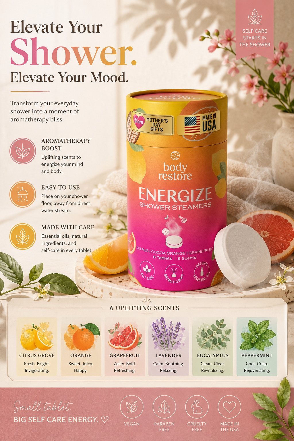 Body Restore Shower Steamers Aromatherapy 6 Pack