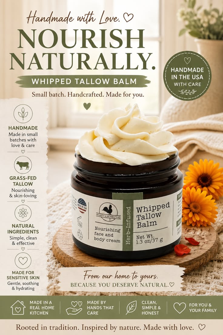 Hearth and Homestead: Handmade Whipped Tallow Balm
